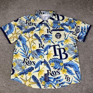 Tampa Bay Rays Shirt Mens XL Dave Wills Hawaiian MLB Baseball Button Up Match-Up